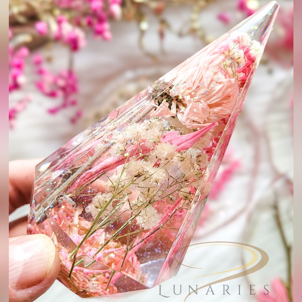 Ring Holder with Preserved Flowers, pink